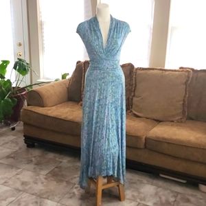 ANTHROPOLOGIE MAUVE BRAND STRETCH PRINT COTTON WRAP MAXI EUC SIZE SMALL